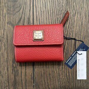 Dooney & Bourke Pebble Grain Small Flap Credit Card Wallet - Red